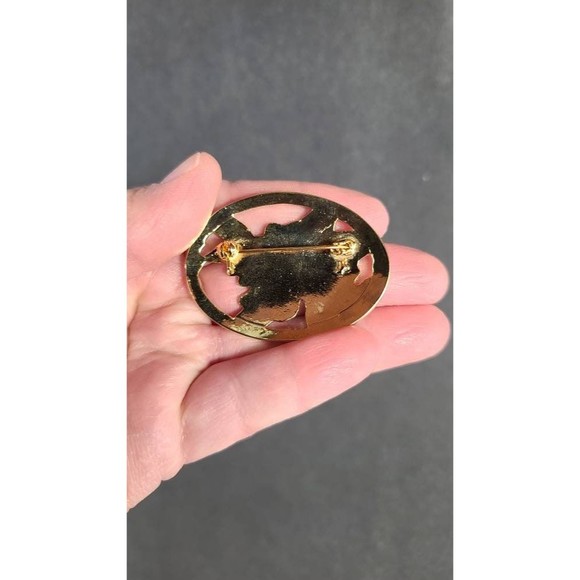 Vintage Cloisonne Cutout Floral Brooch - Picture 8 of 10